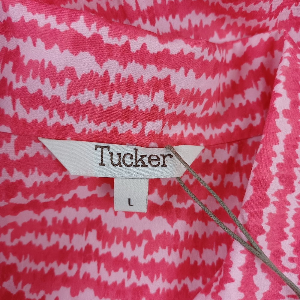 Tucker Allyson Midi Dress Size L Women Preppy In Raspberry Sound Organic Poplin - Picture 4 of 13